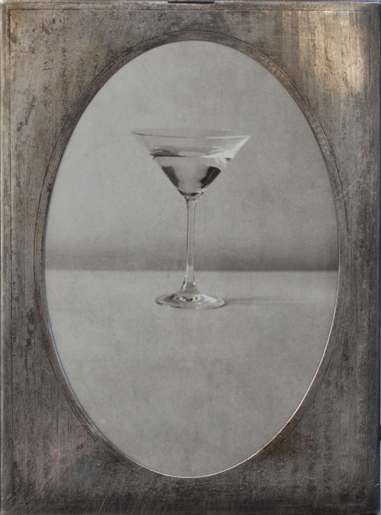 Martini Pigment print, antique sterling silver frame
