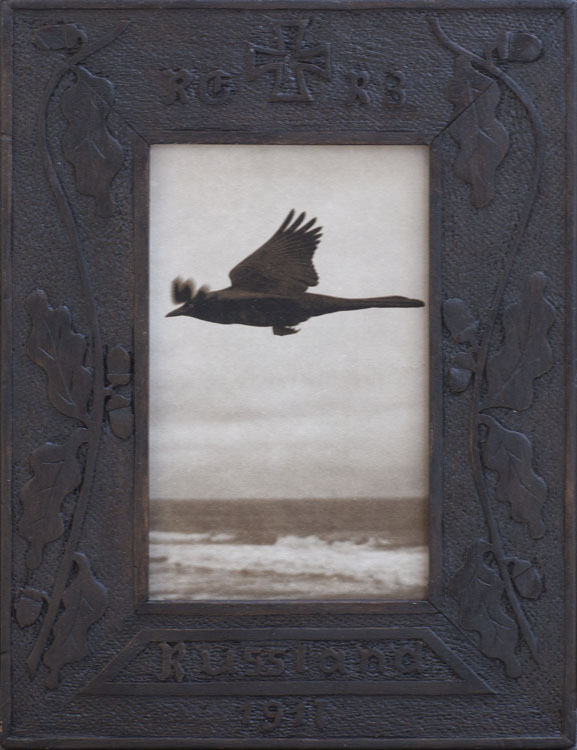 Bird Above the Sea Pigment print, antique carved frame