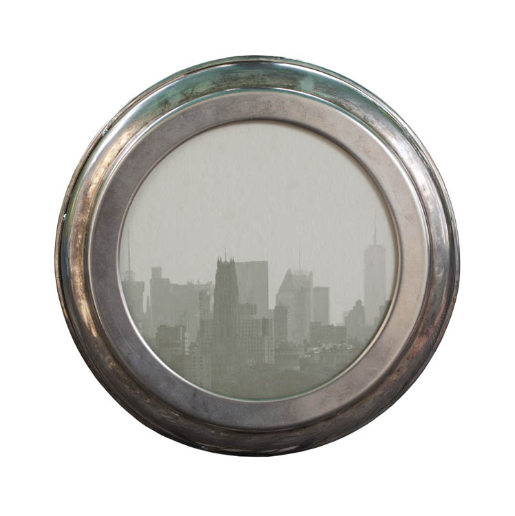 My City pigment print, vintage metal frame