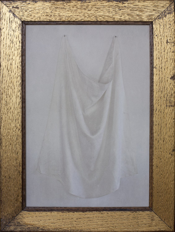 White Linen Pigment print, antique gilded oak frame