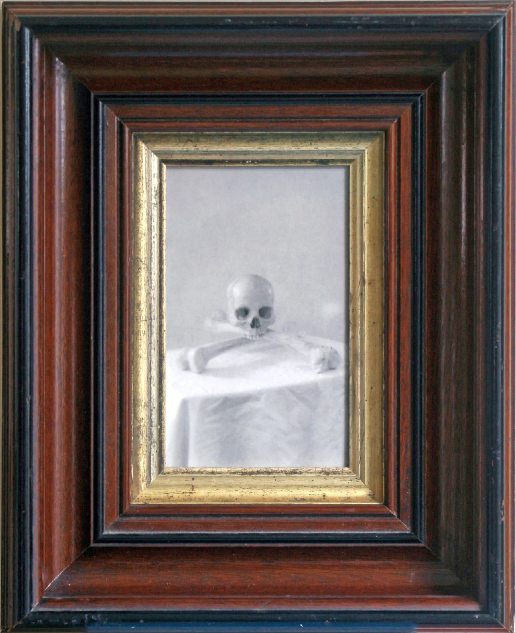 Skull and Crossbones Silver gelatin print, antique frame