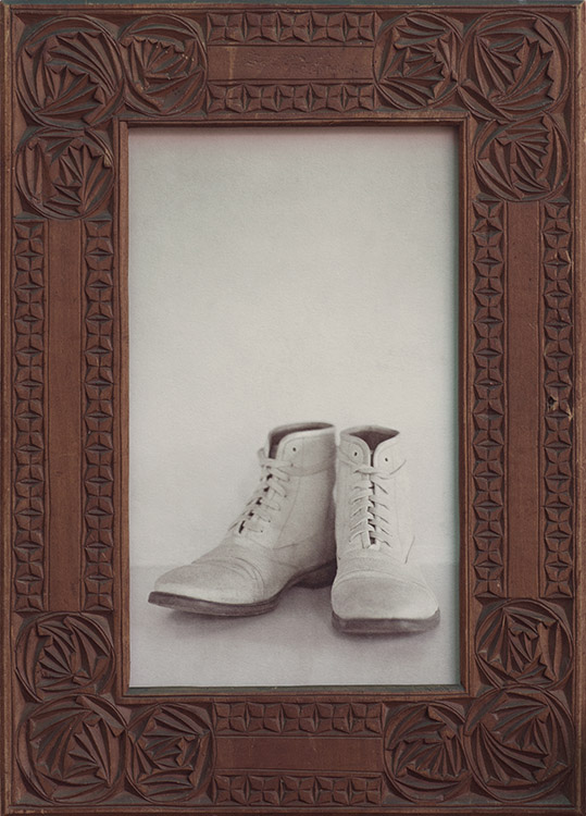 Canvas Boots Pigment print, antique carved frame
