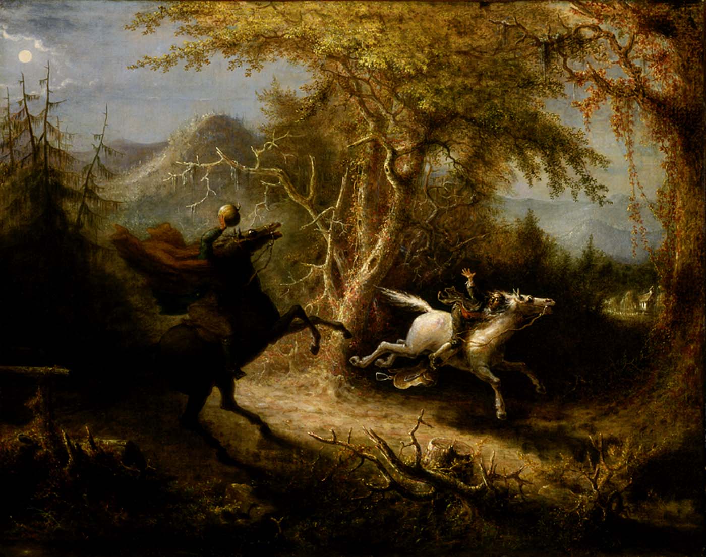 John Quidor - Başsız Atlı Ichabold Crane'i Kovalarken (1858)