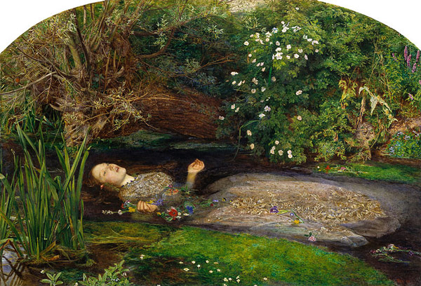 John Everett Millais - Ophelia (1852) - Bugün Tate Britain Müzesi'ndedir.