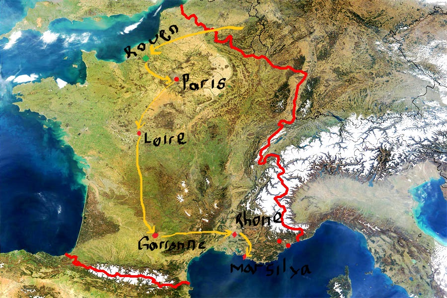 Siedler'ın yolu aştığı nehirler ve ulaştığı şehirler