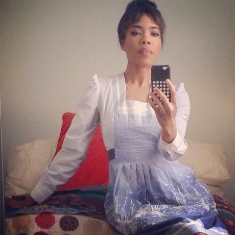  Vintage blue hand-painted cotton dress from Collections, Bushwick, NY