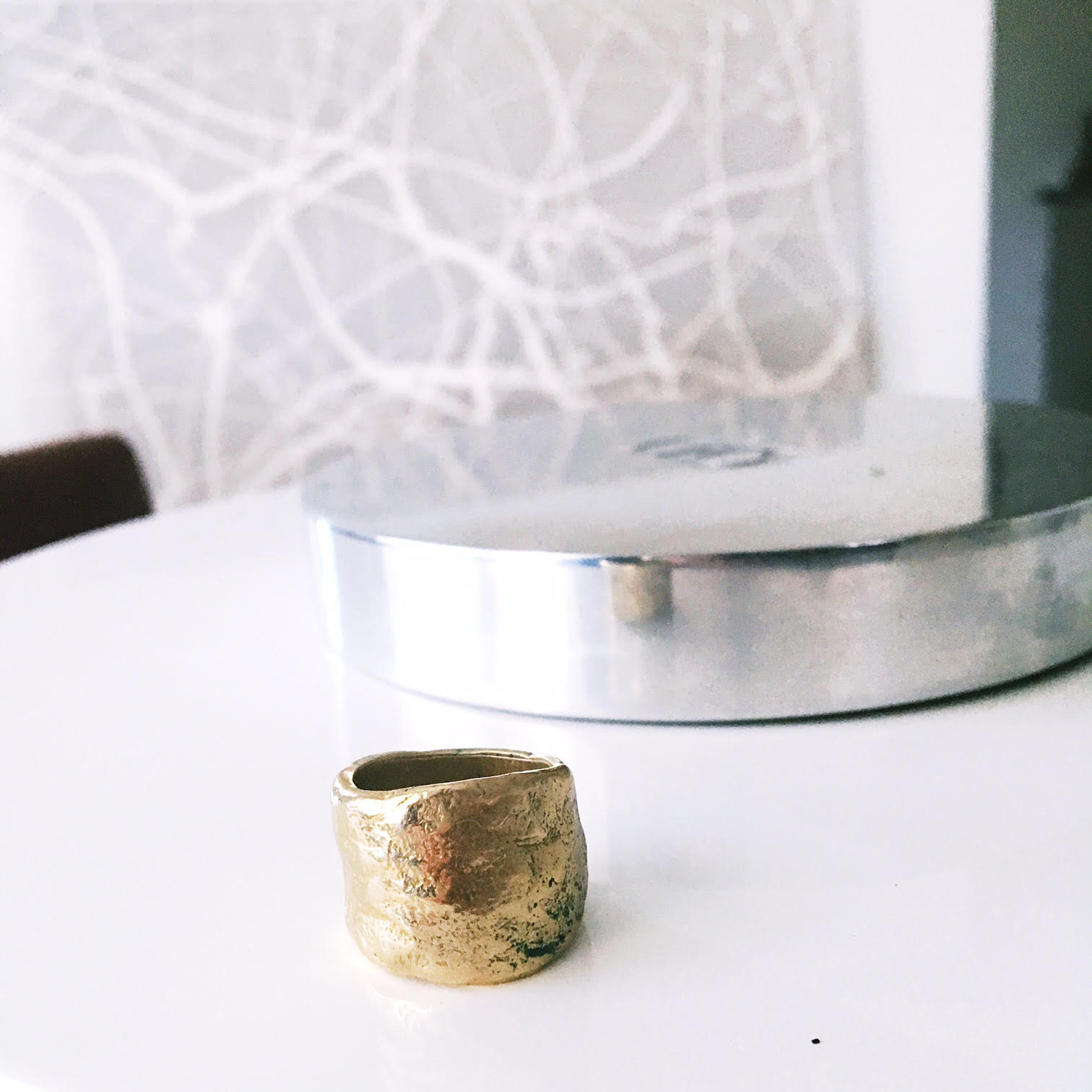 Stone Roman Band Ring In Bronze