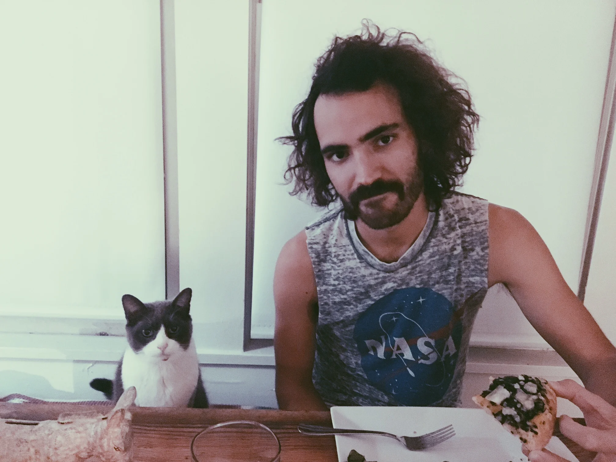 BEN WITH HIS KITTY NAMED CHICKEN..