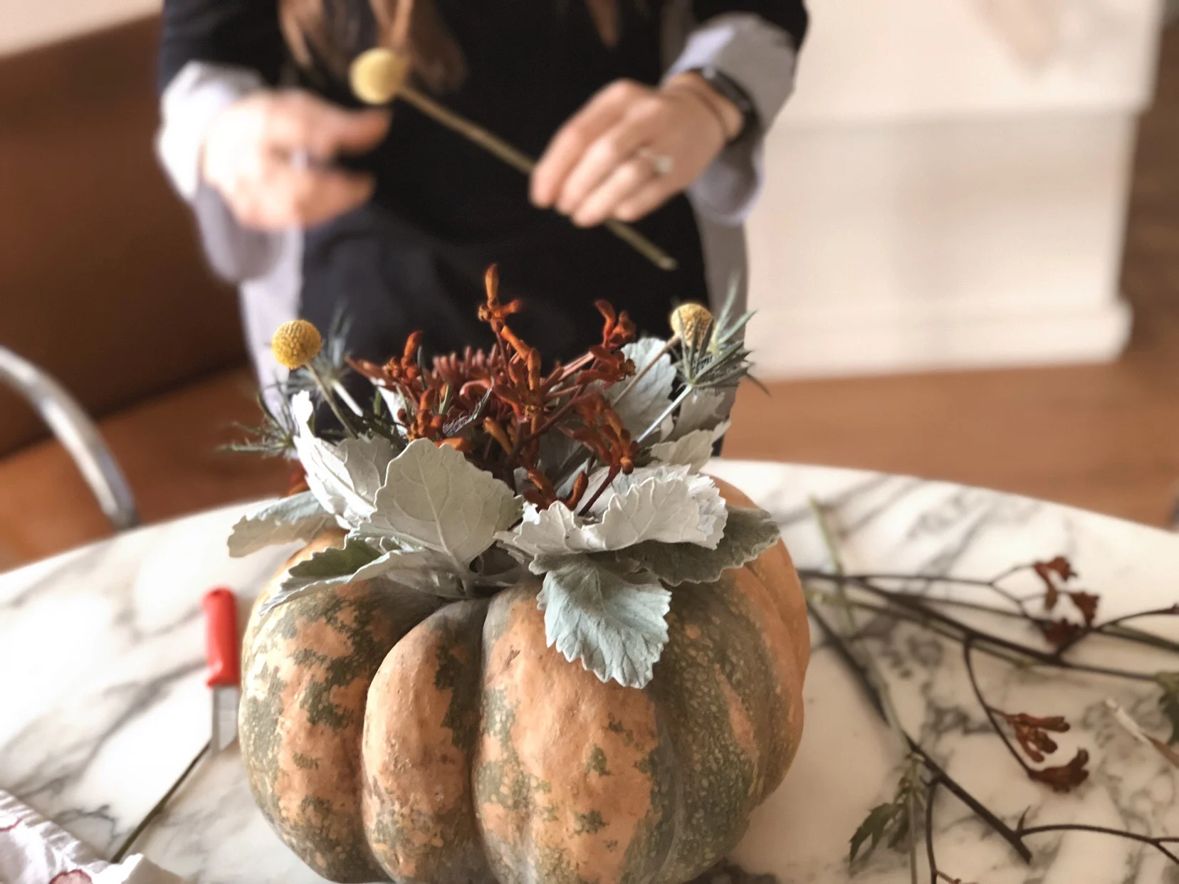 DIY Modern Floral Pumpkin Centerpiece With Whole Foods Market