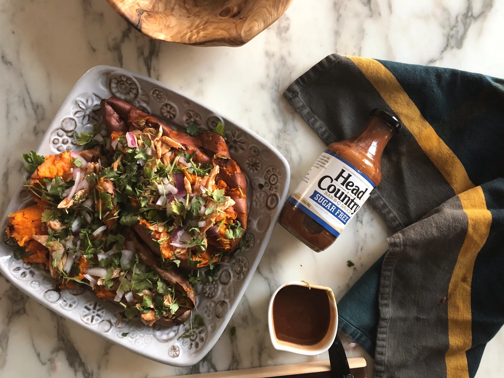Paleo Bar-B-Q Chicken Stuffed Sweet Potatoes