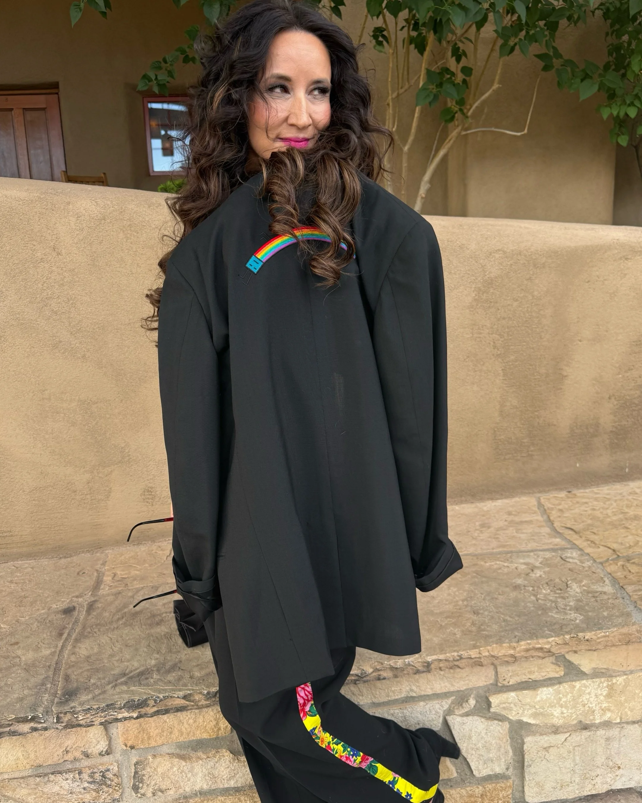 So many people asked about my outfit last night so here it is properly because this one deserves her moment.

A 1950s vintage tuxedo suit that was completely taken apart and reconstructed by Amy at @4kinship . The rainbow detail across the back, the 