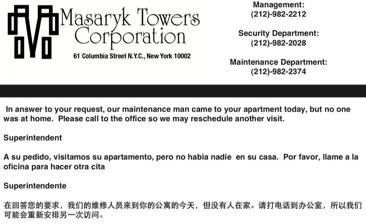 Masaryk Towers N.H. Notices