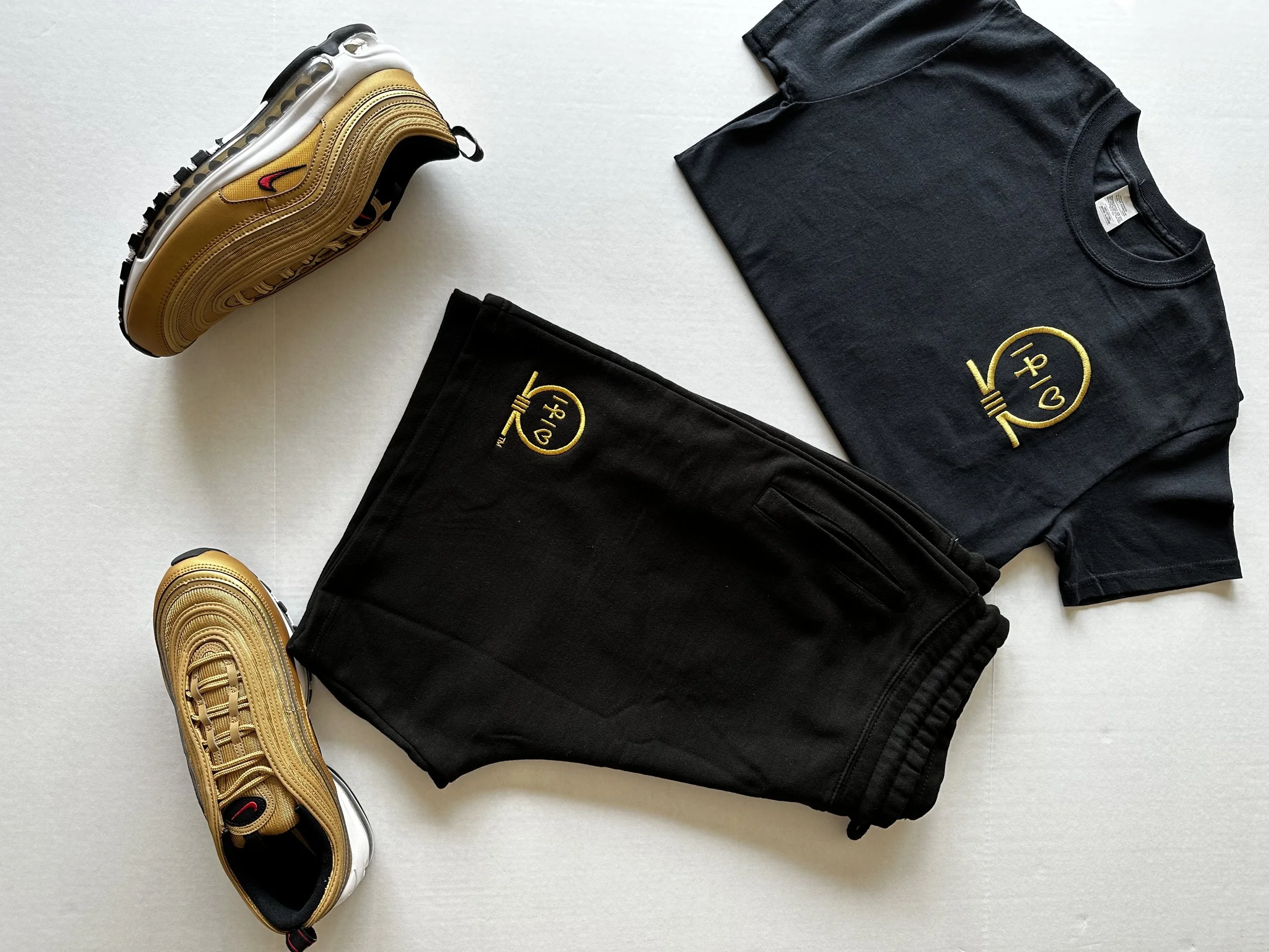 OLOL®️ Black Sweatshorts w/ Gold