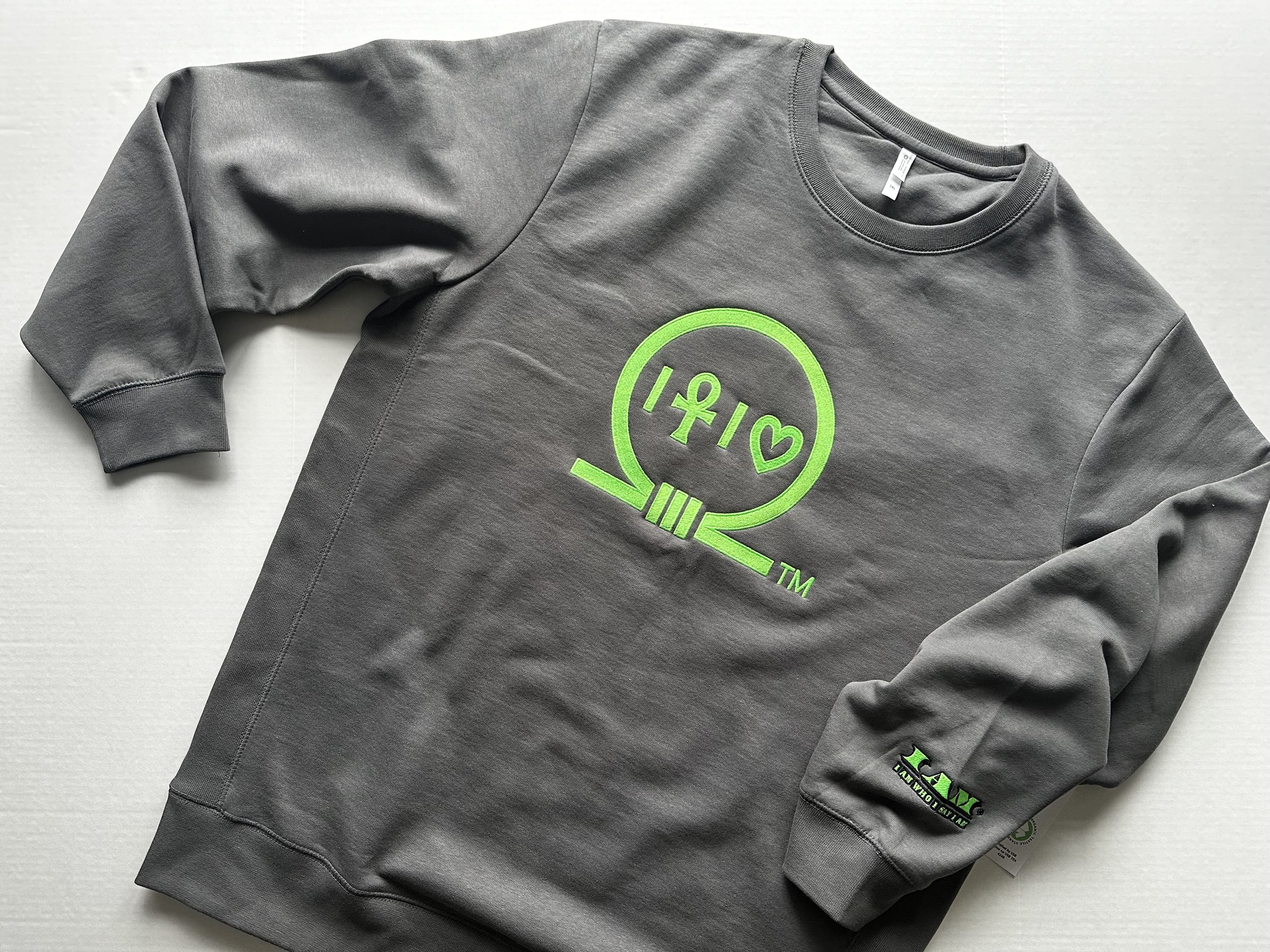 OLOL Grey Crewneck w/ Neon Green