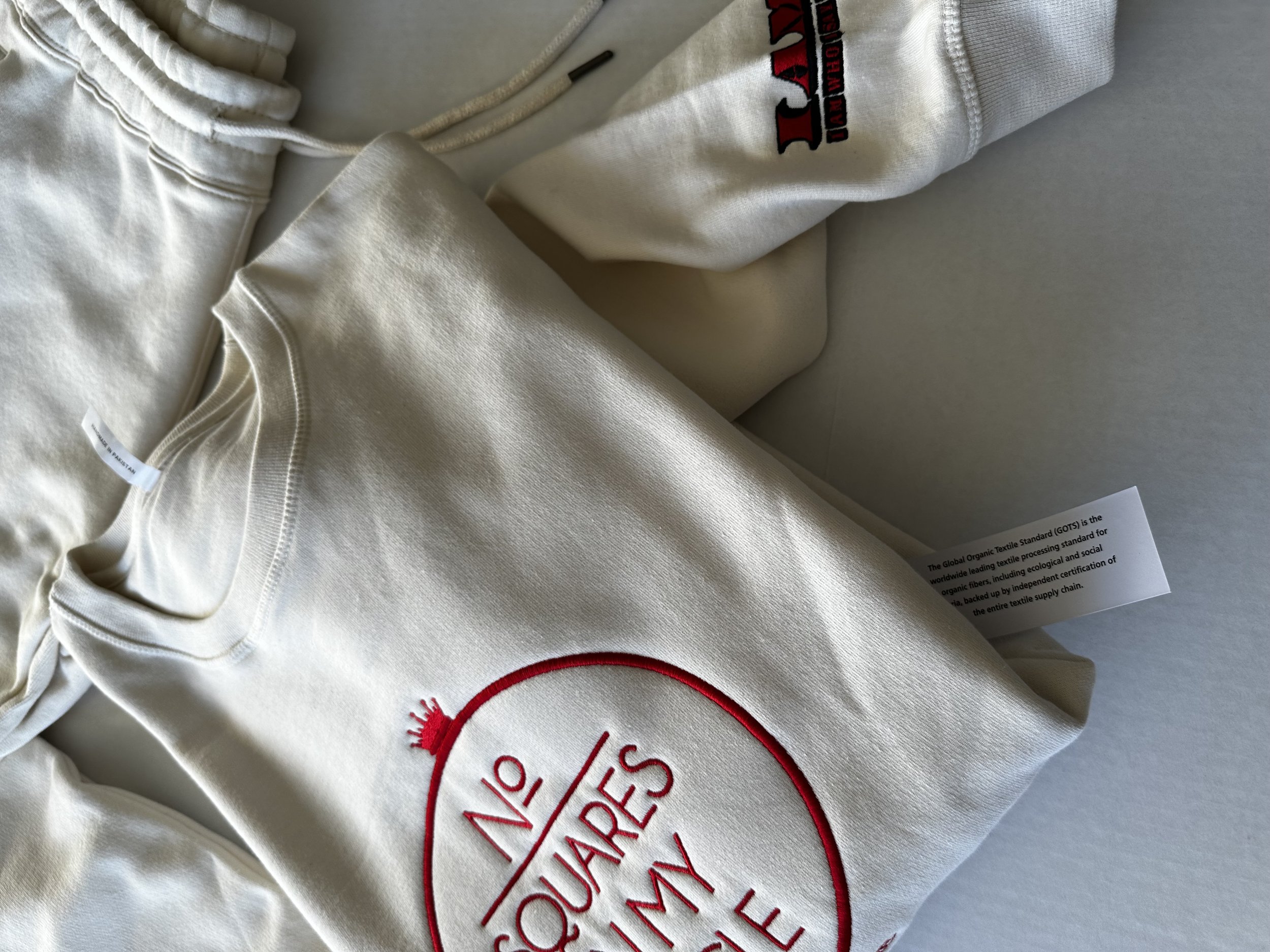 NoSIMC®️ Cream Crewneck w/ Red