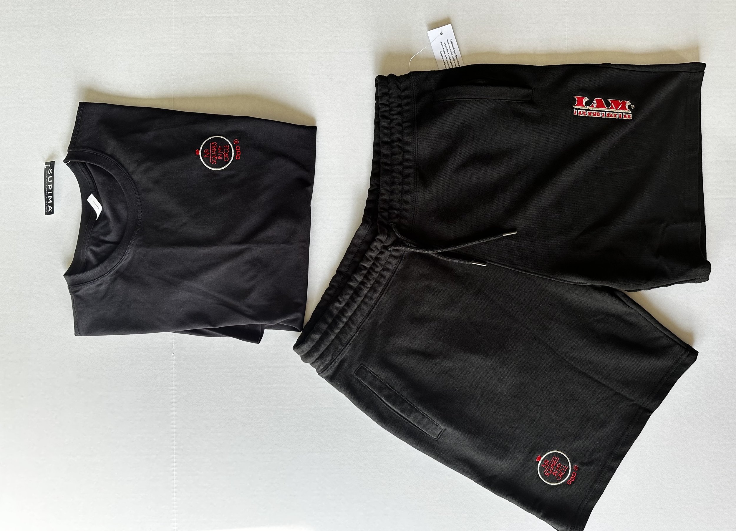 NoSIMC® Black Black SUPIMA® T-shirt w/ Silver & Red