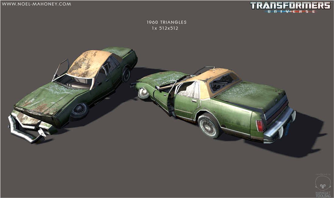 Low polygon crushed Sedans with colour variations