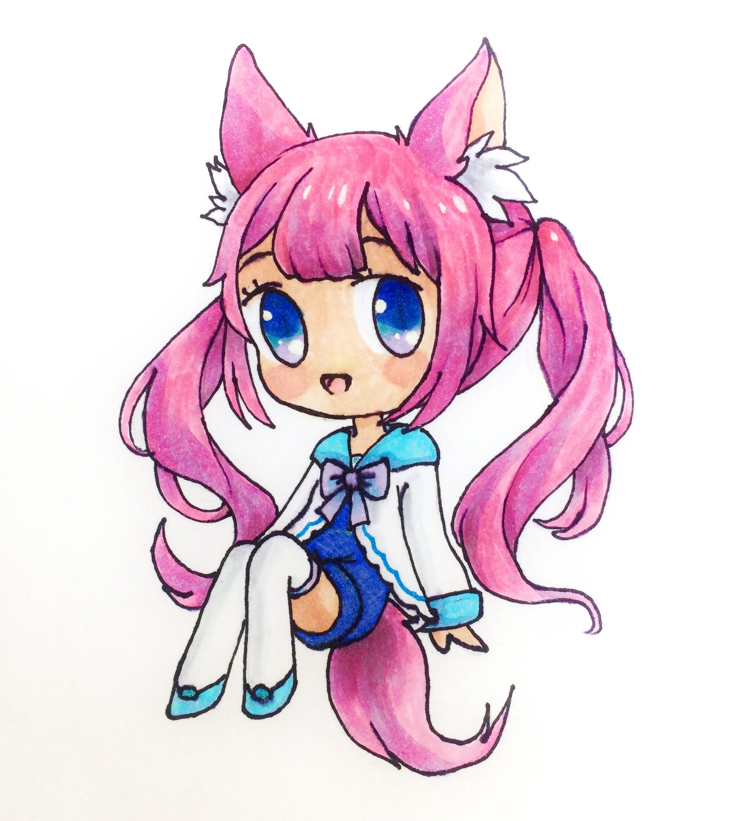 Line art Chibi Catgirl Drawing Anime Chibi template angle white png   PNGWing