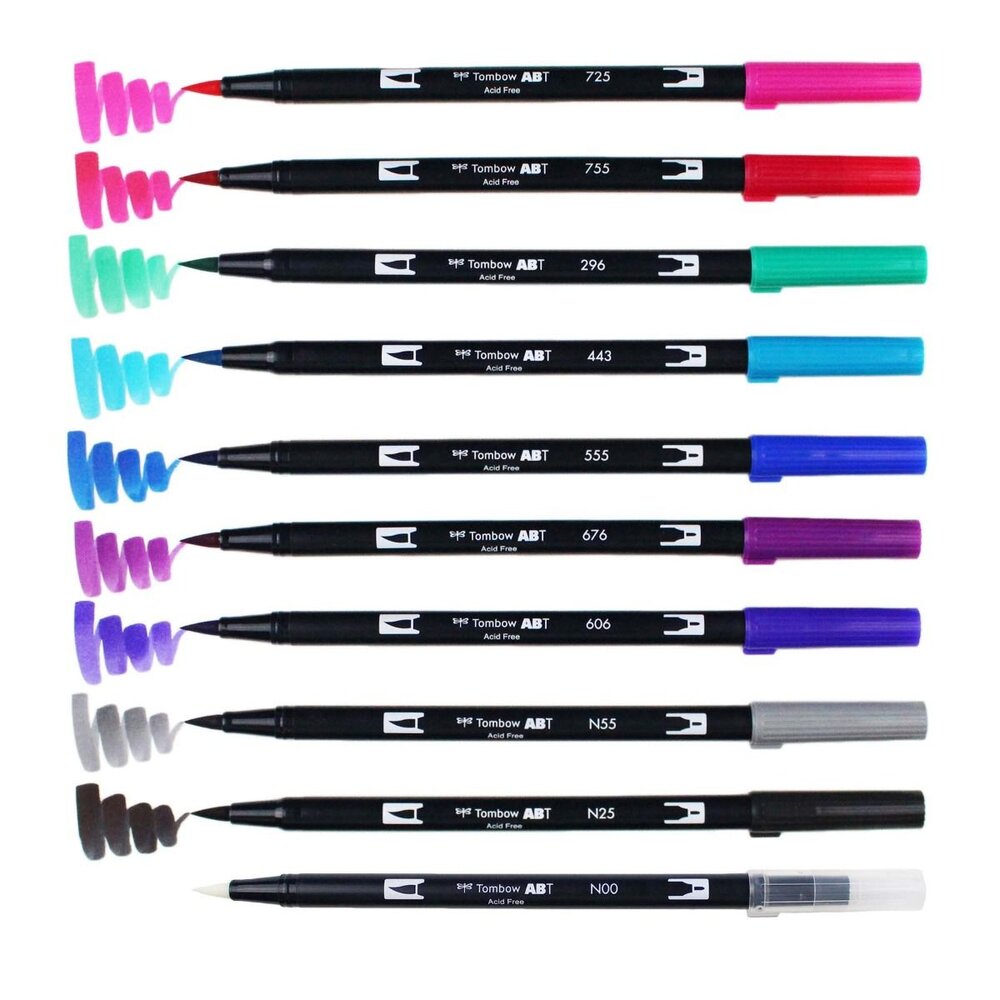 Dual Brush Marker Pens Set Kit Drawing Art Artist Supplies