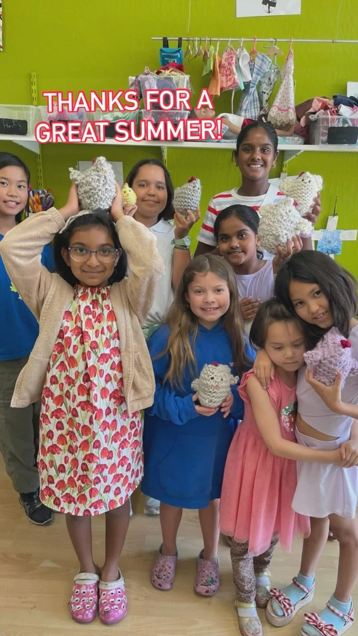 And that’s a wrap on 2025 Summer Camps! Thank you all for a great summer at Camp Fashionista!
We had so much fun sewing, knitting, crocheting, and drawing this year.
We hope to see you back in the big green studio this fall! Check out our ca