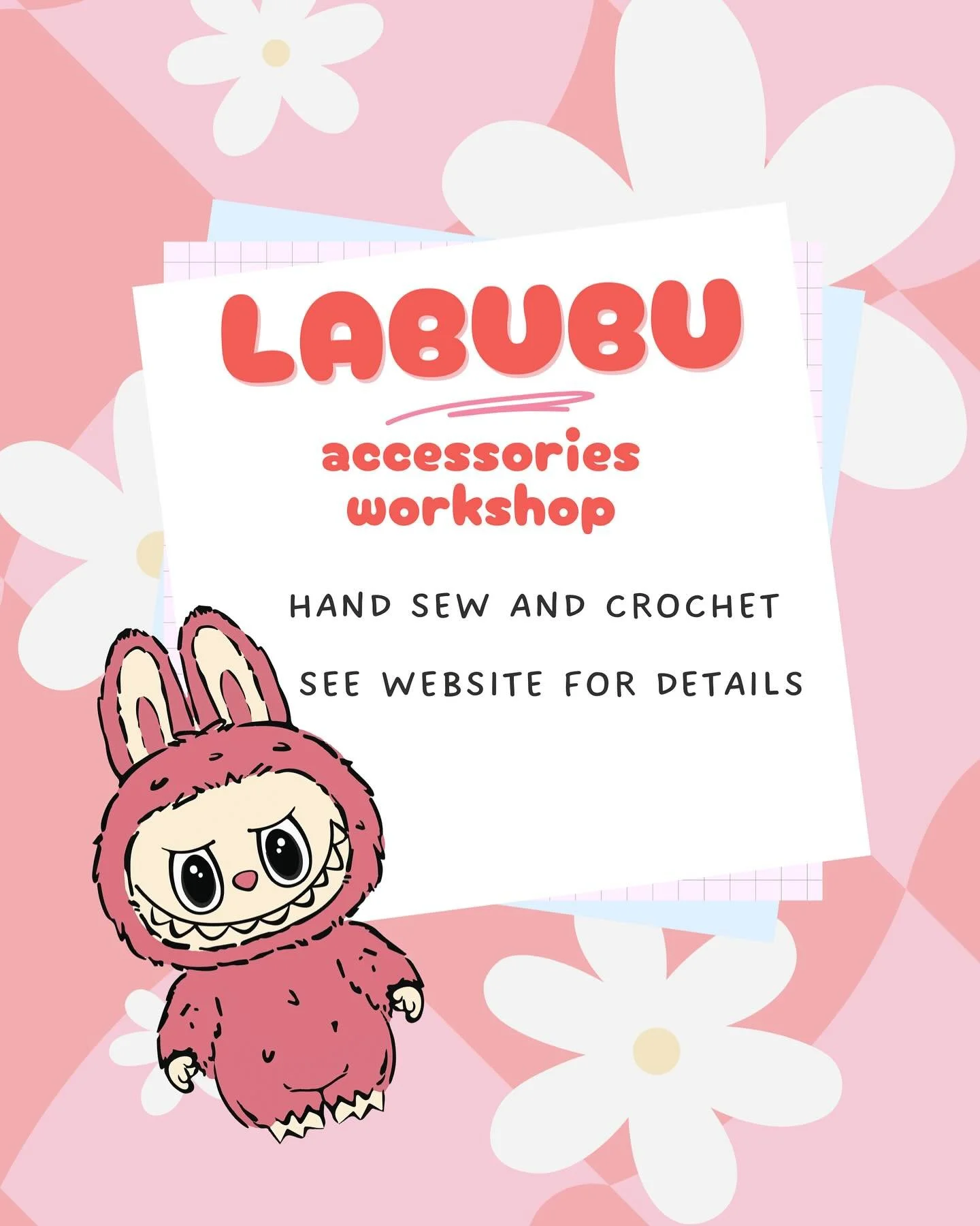 New LABUBU accessory workshops—coming soon!
These little monsters have become so popular with the kiddos. When students come up to us saying they want to sew and crochet hats, bows, bags, and outfits for their favorite toys, we listen!
Join u