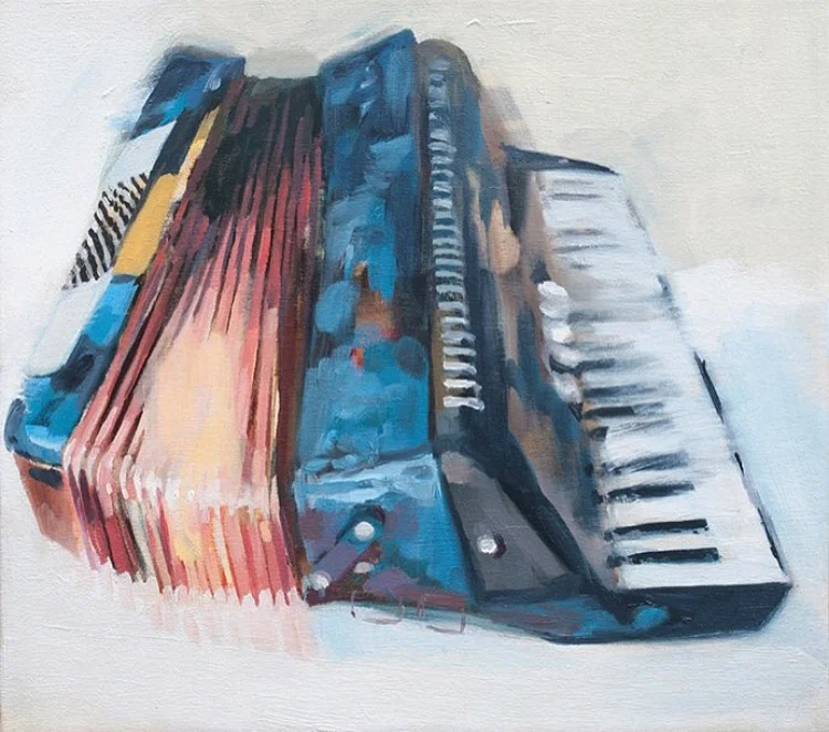  Accordion. oil on canvas. 16"&nbsp;x 18". 2010. sold. 