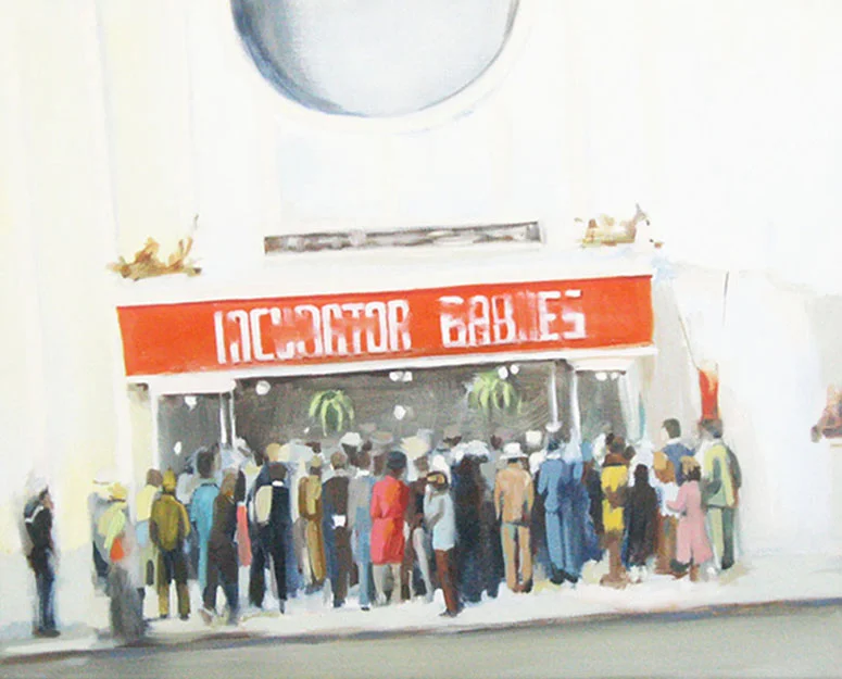  Incubator Babies. oil on canvas. 12" x 22". 2010. sold.&nbsp;       