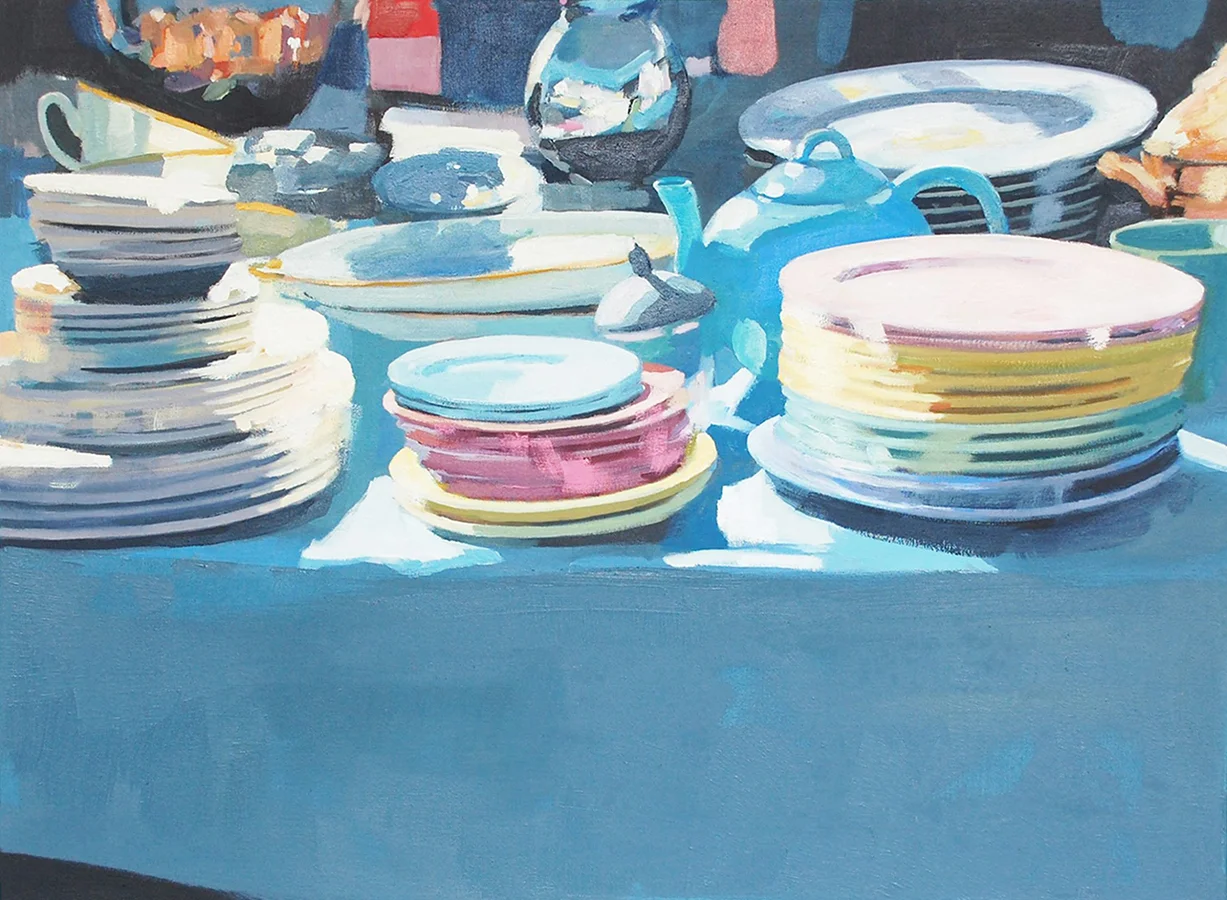  Lu-Ray Pastel Dishes. oil on canvas. 22" x 30". 2014. sold.&nbsp;       
