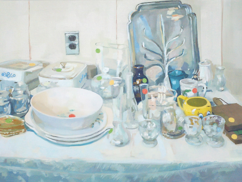  Dish Collection from House on Alabama Street. oil on canvas. 18" x 24". 2012. sold.&nbsp;    