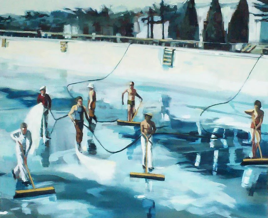  Fleishhaker Pool Sweepers. oil on canvas. 30" x 36". 2011. sold.&nbsp; 