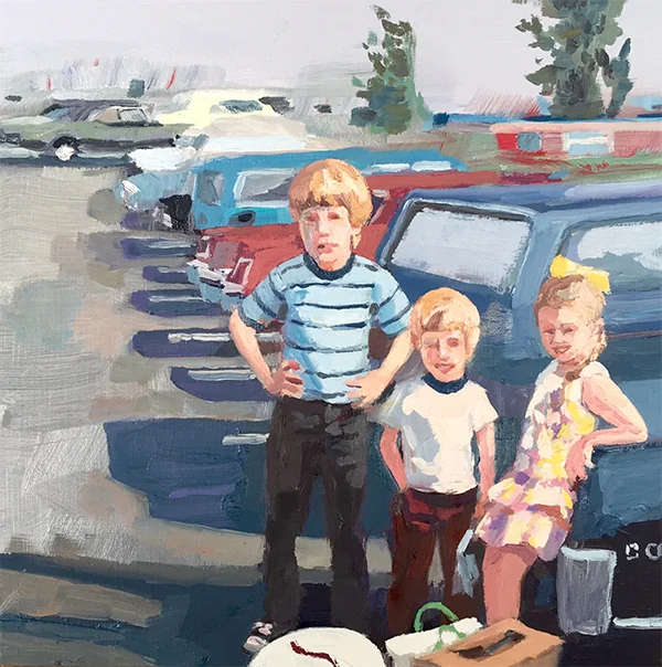  Parking Lot Pose. oil on panel. 8"x8". 2015. sold 