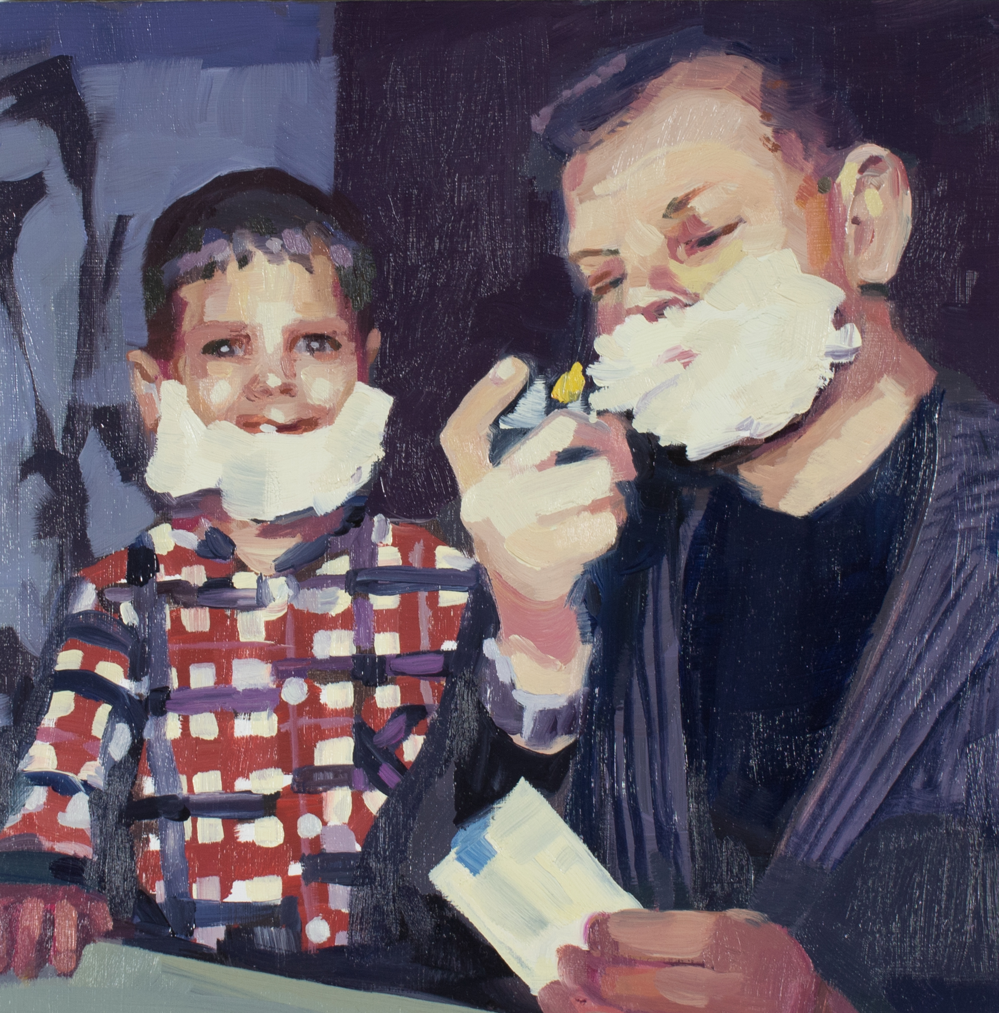  Shaving Lesson. oil on panel. 10'‘x10”. 2018  