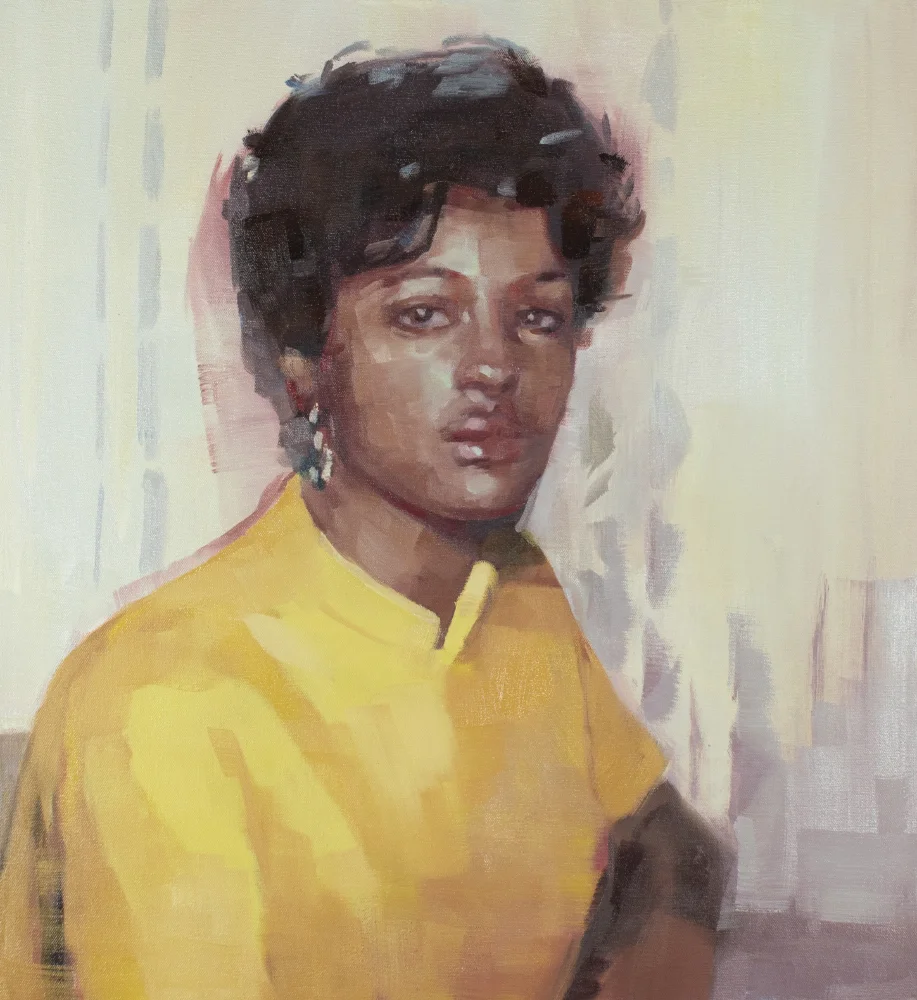  Woman in Yellow. oil on canvas. 24”x22”. 2018. sold 
