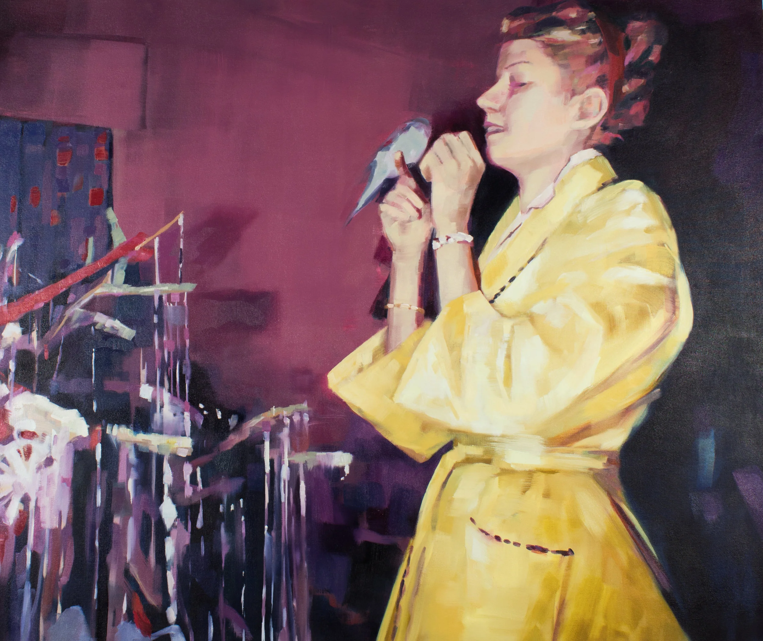  Lady with Bird.  Oil on Canvas. 48” x 58”. 2018 