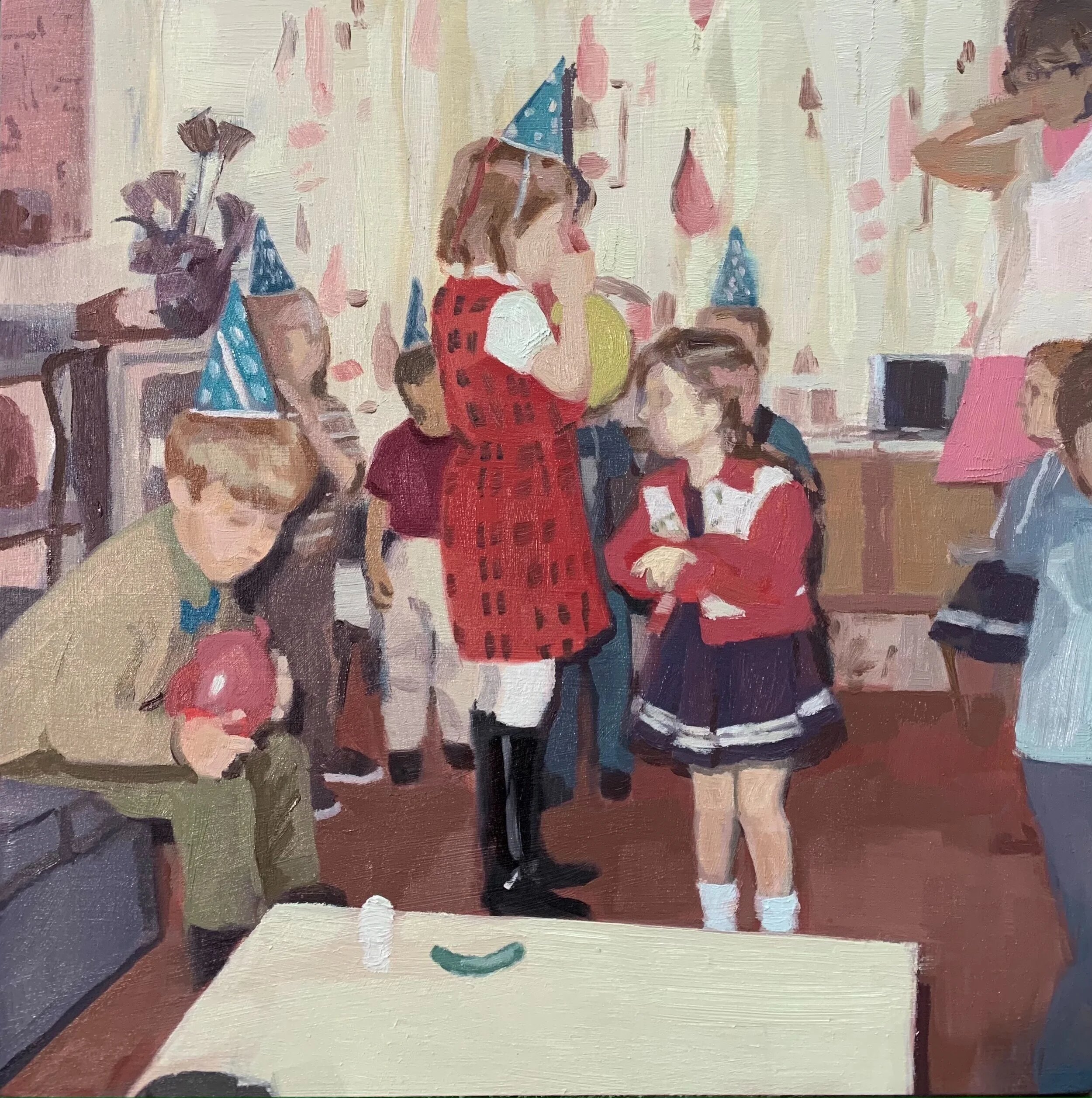  Party Decorators. oil on panel. 10”x10”. 2021. sold 