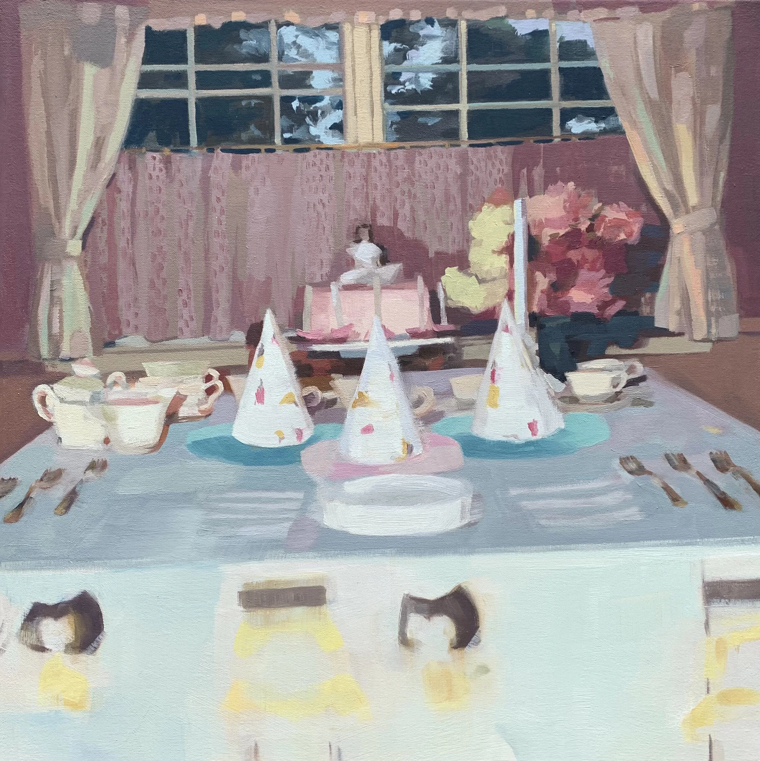  Before The Party. oil on canvas 20”x20”. 2021 sold 