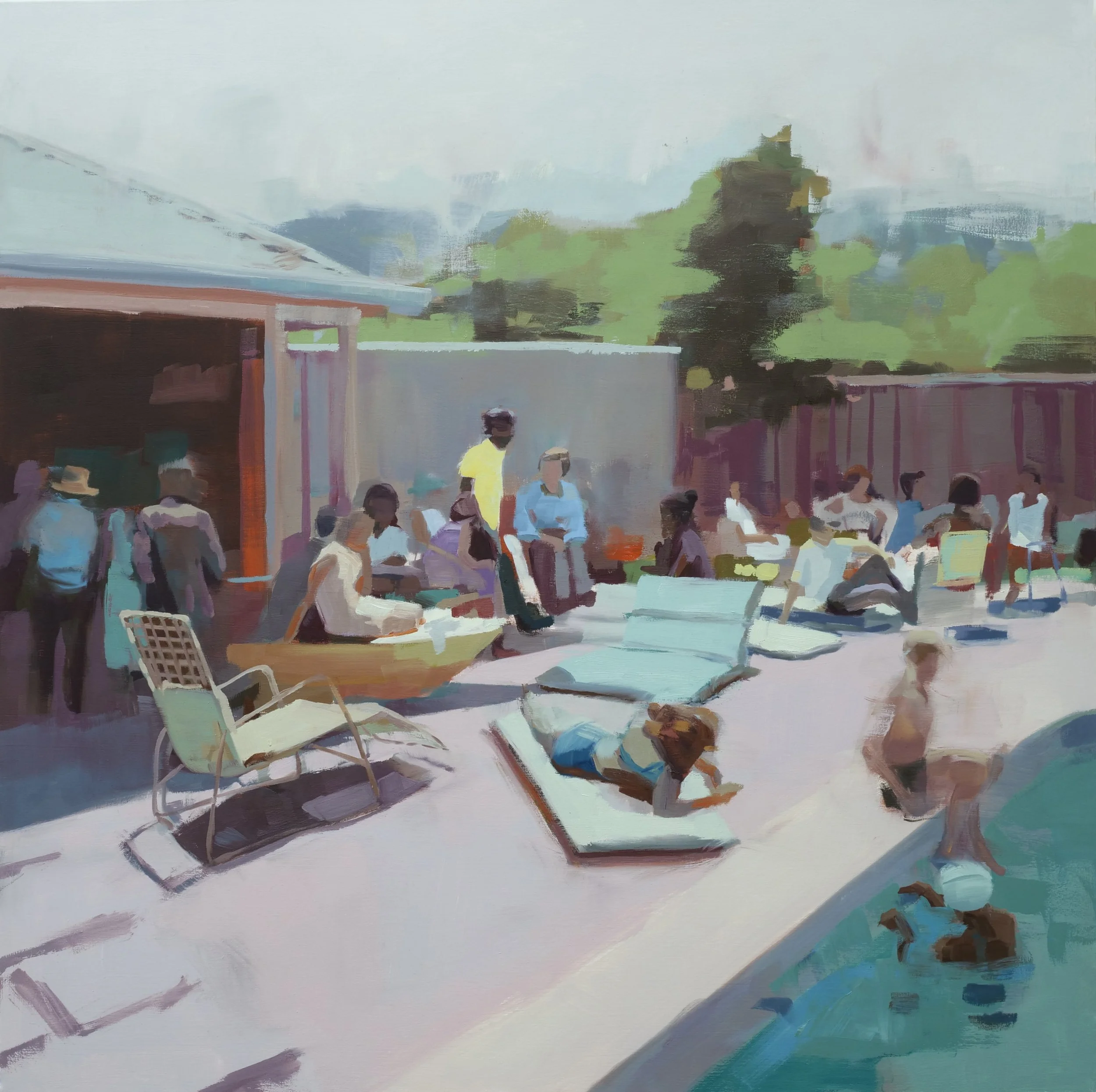 Pool Party, oil on canvas. 48"x48". 2022 sold 