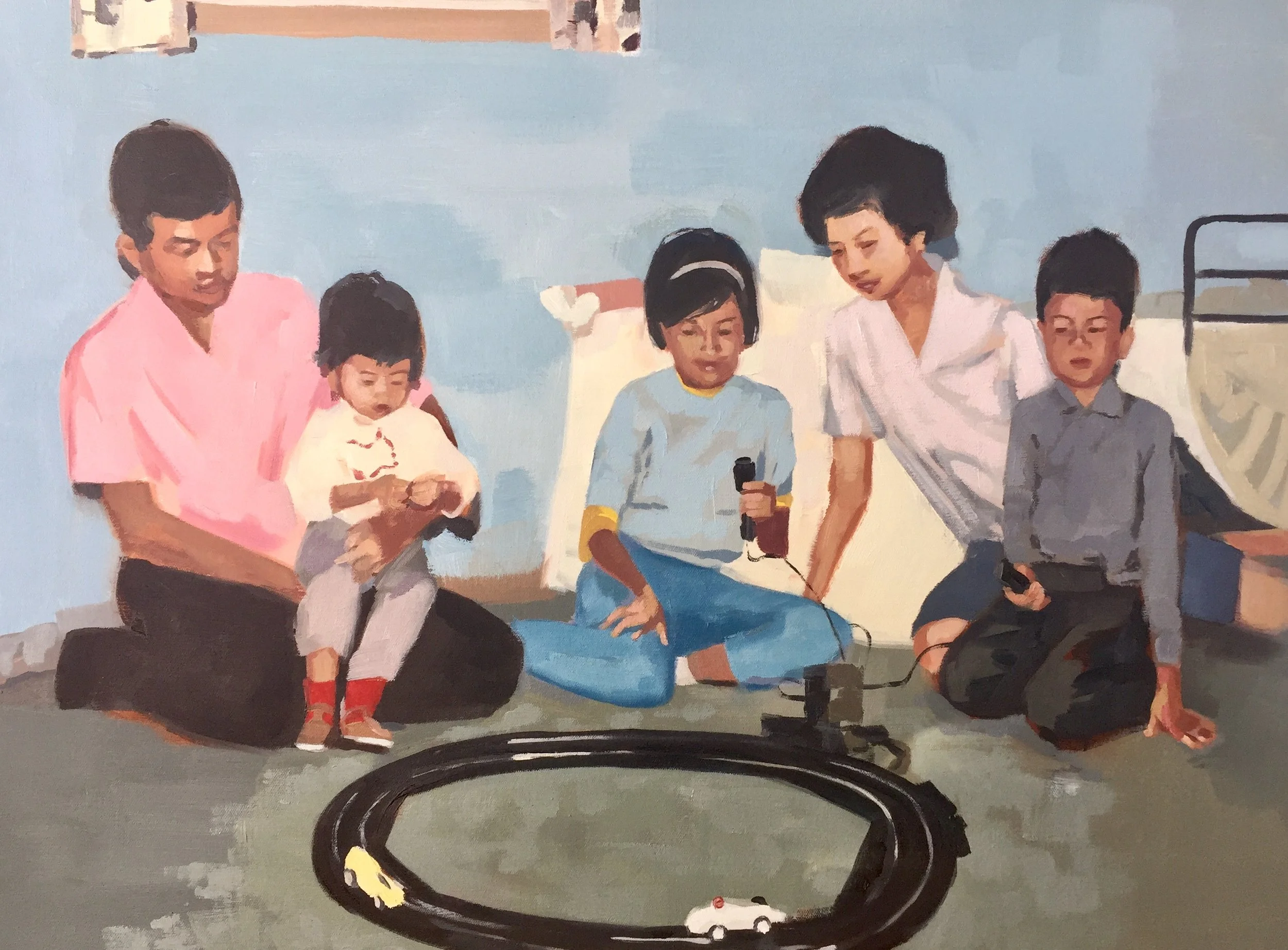  Family Portrait with Race Track. oil on canvas. 22”x30”. 2019 sold 