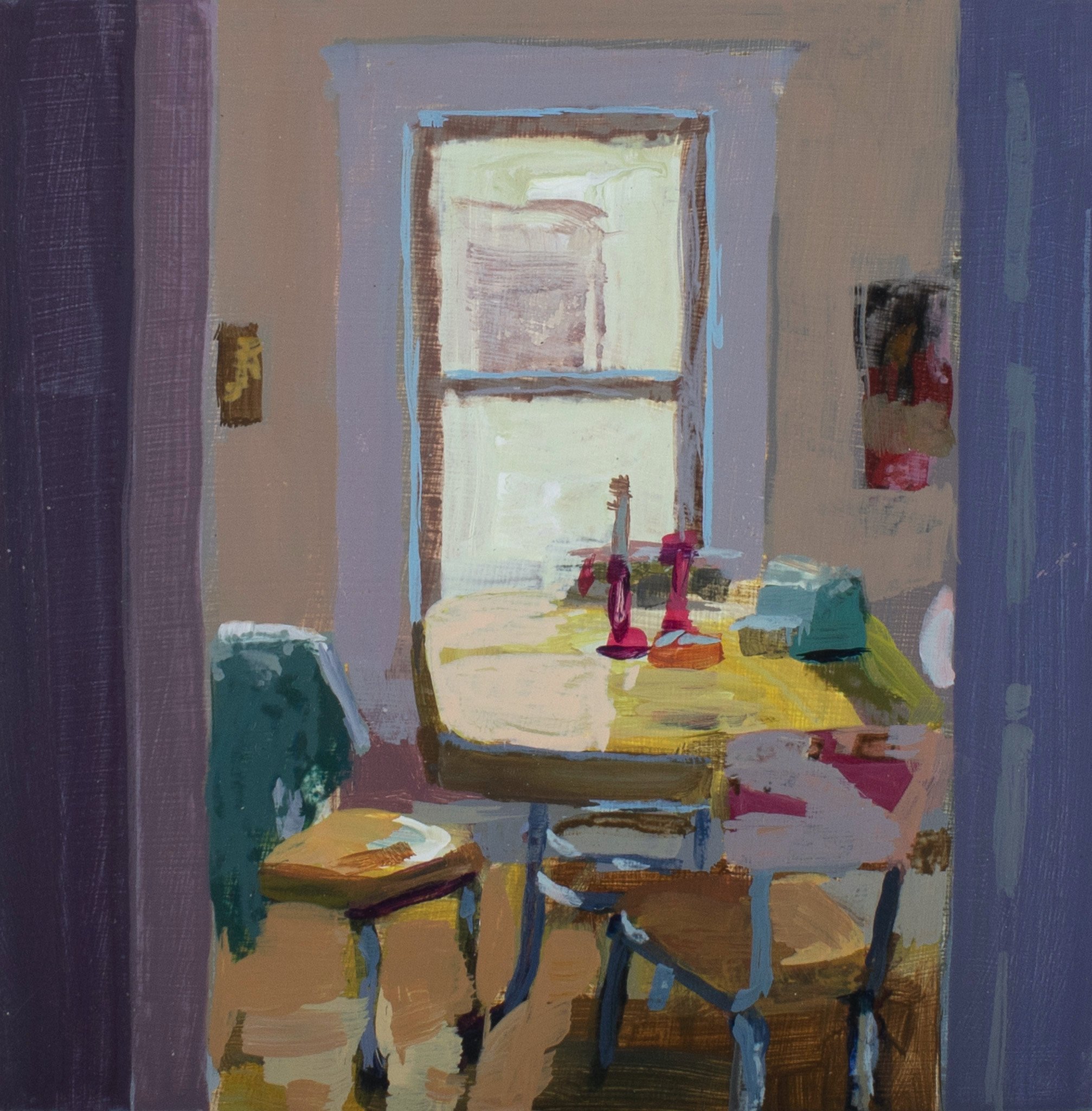  After Breakfast. 6" x 6". Acrylic on wood panel. 2022. sold 