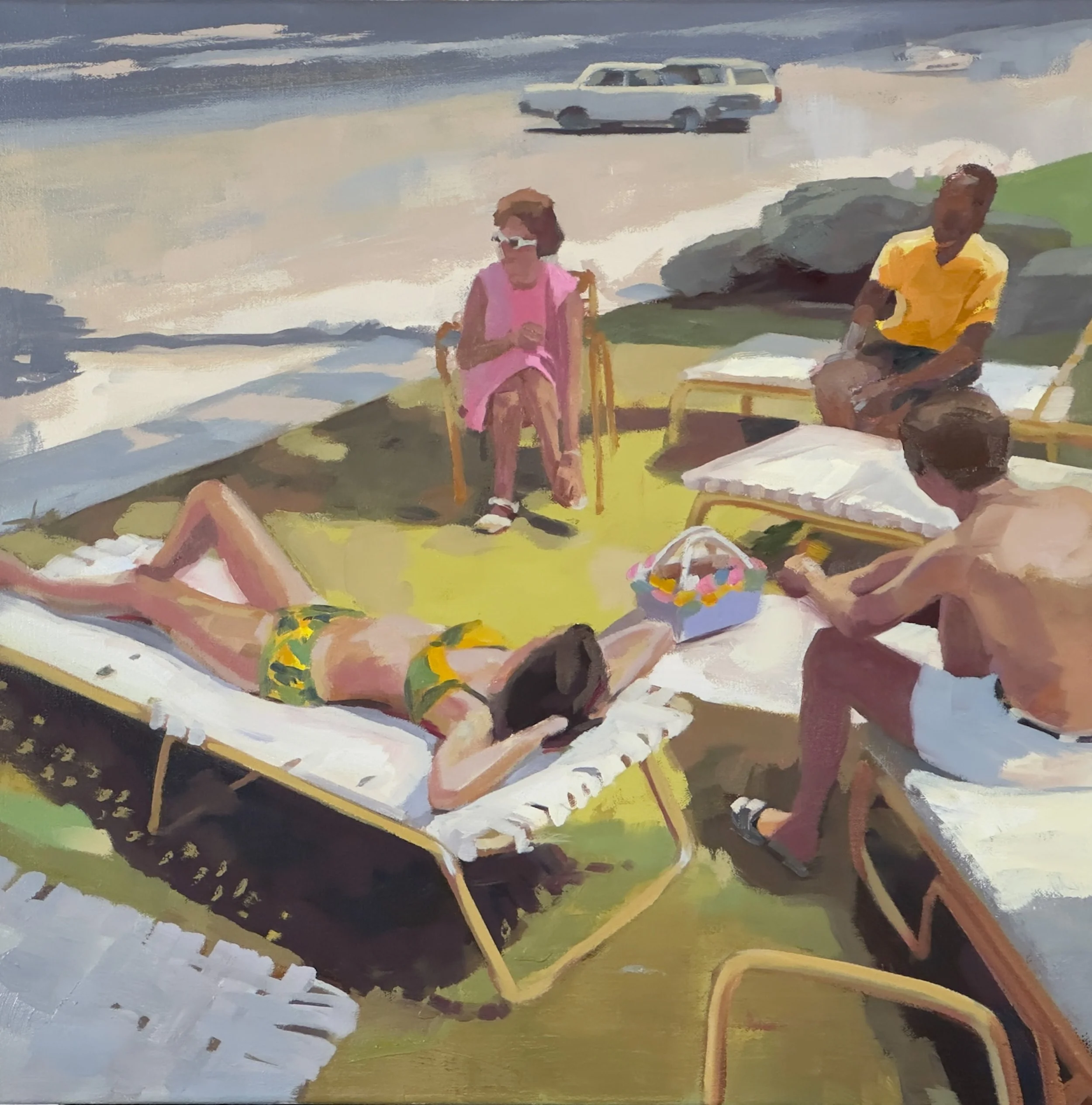  Beach Day 1965. oil on canvas, 20”x20”, 2023  sold 