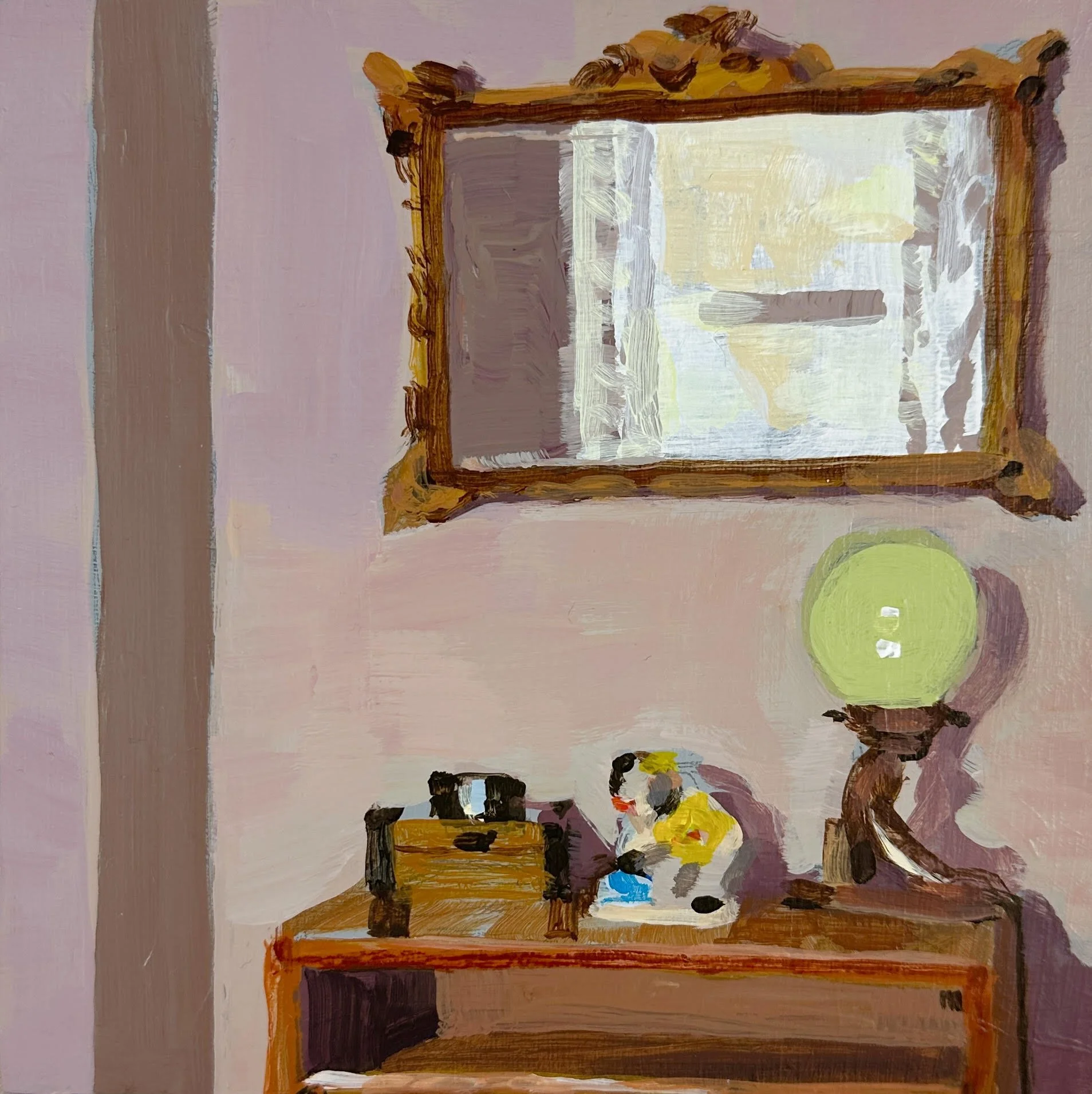  Bedroom Corner  Yesterday Morning, 6”x6”. acrylic on wood panel. 2023  