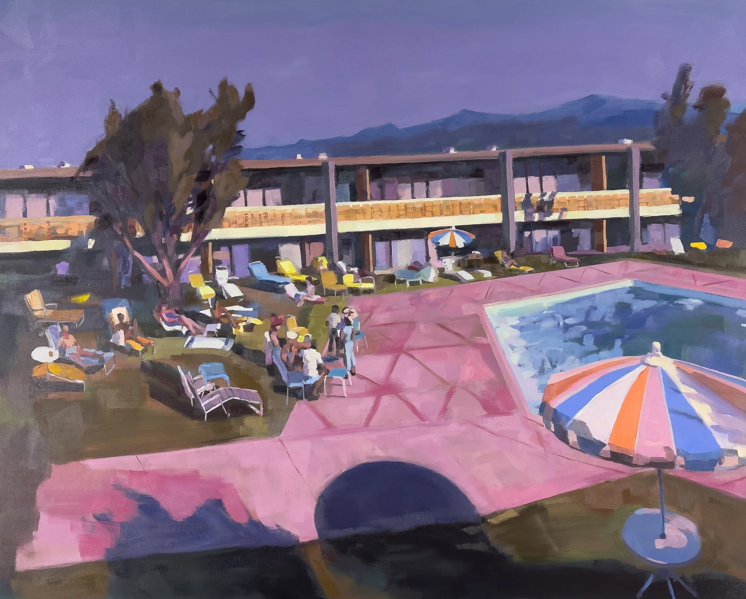  Sunset Hotel, oil on canvas, 48”x60”. 2023 