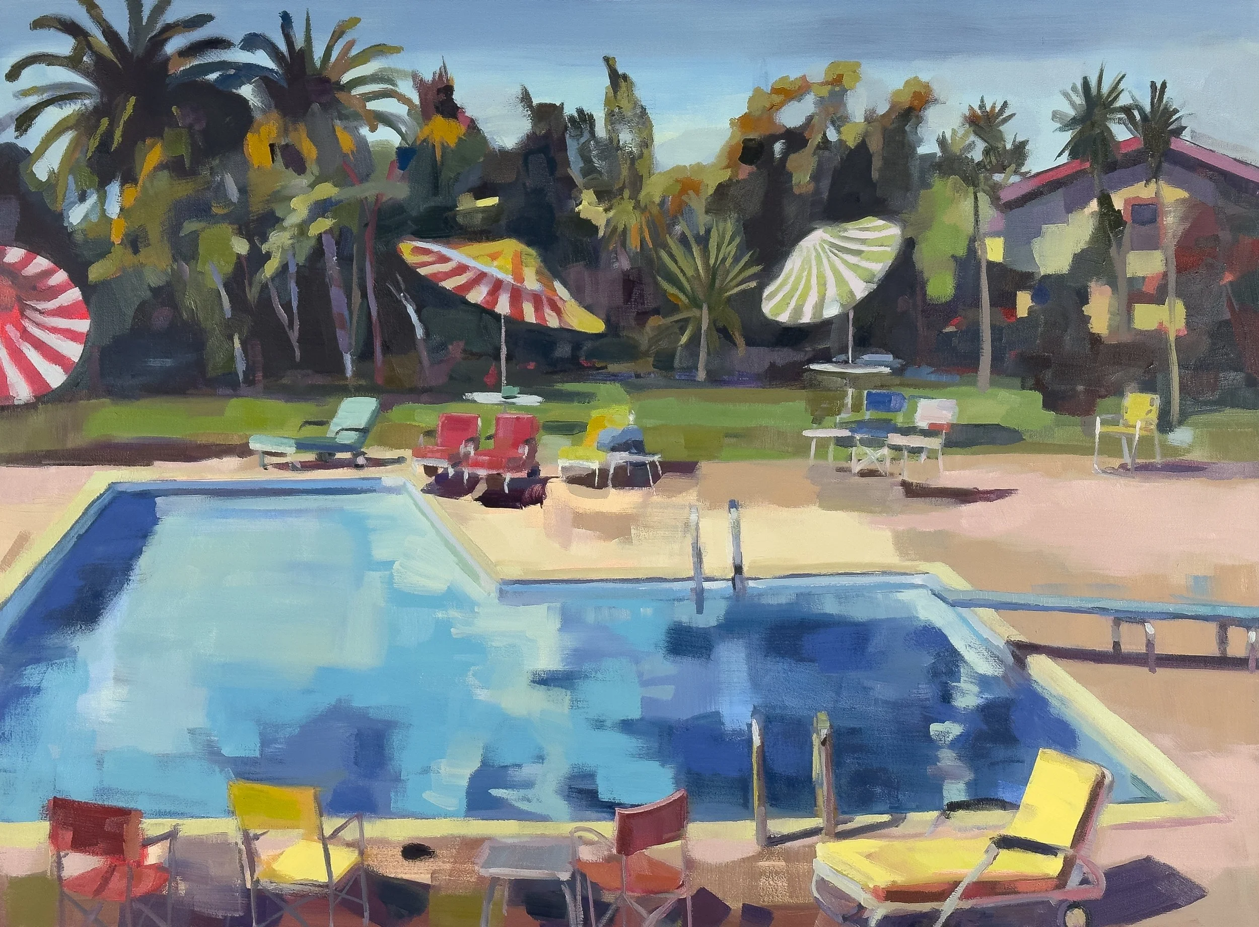  Dancing Pool, oil on canvas, 40”x54”. 2023 sold 