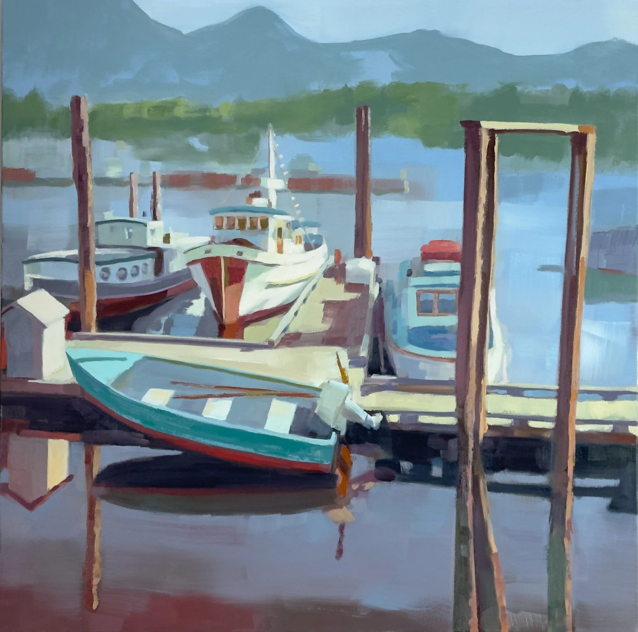  Docked, oil on canvas, 36”x36”. 2024 