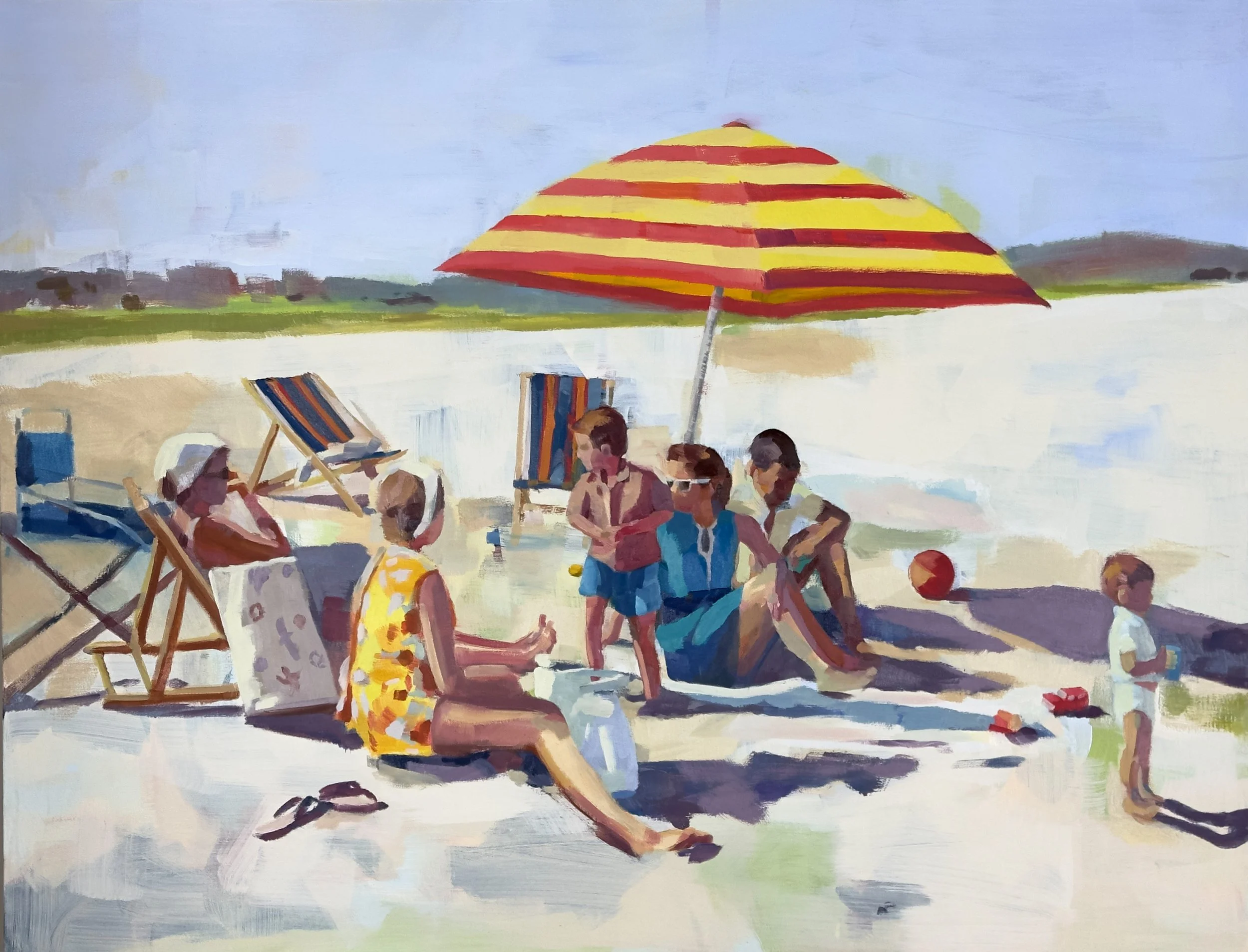  June 30, Beach Day, 40”x52”, oil on canvas, 2024. sold  