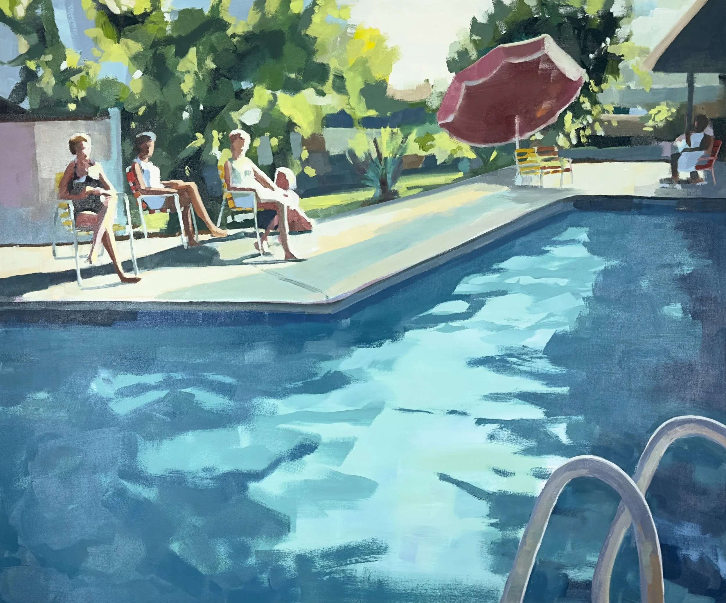  Poolside Afternoon, 50”x60”, oil on canvas, 2024 