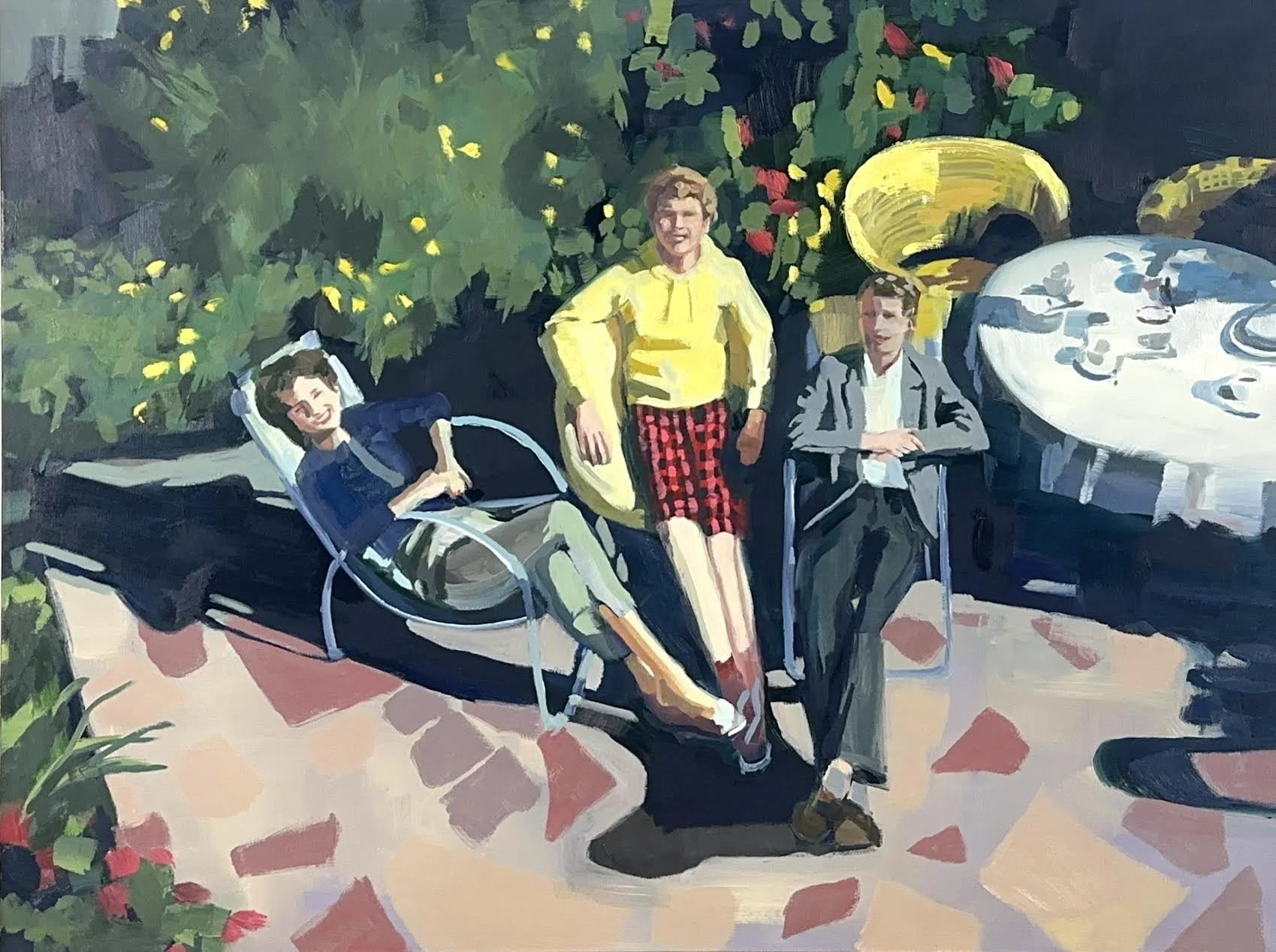   Kaffeeklatsch im Garten , 30'“x40”, oil on canvas, 2026 