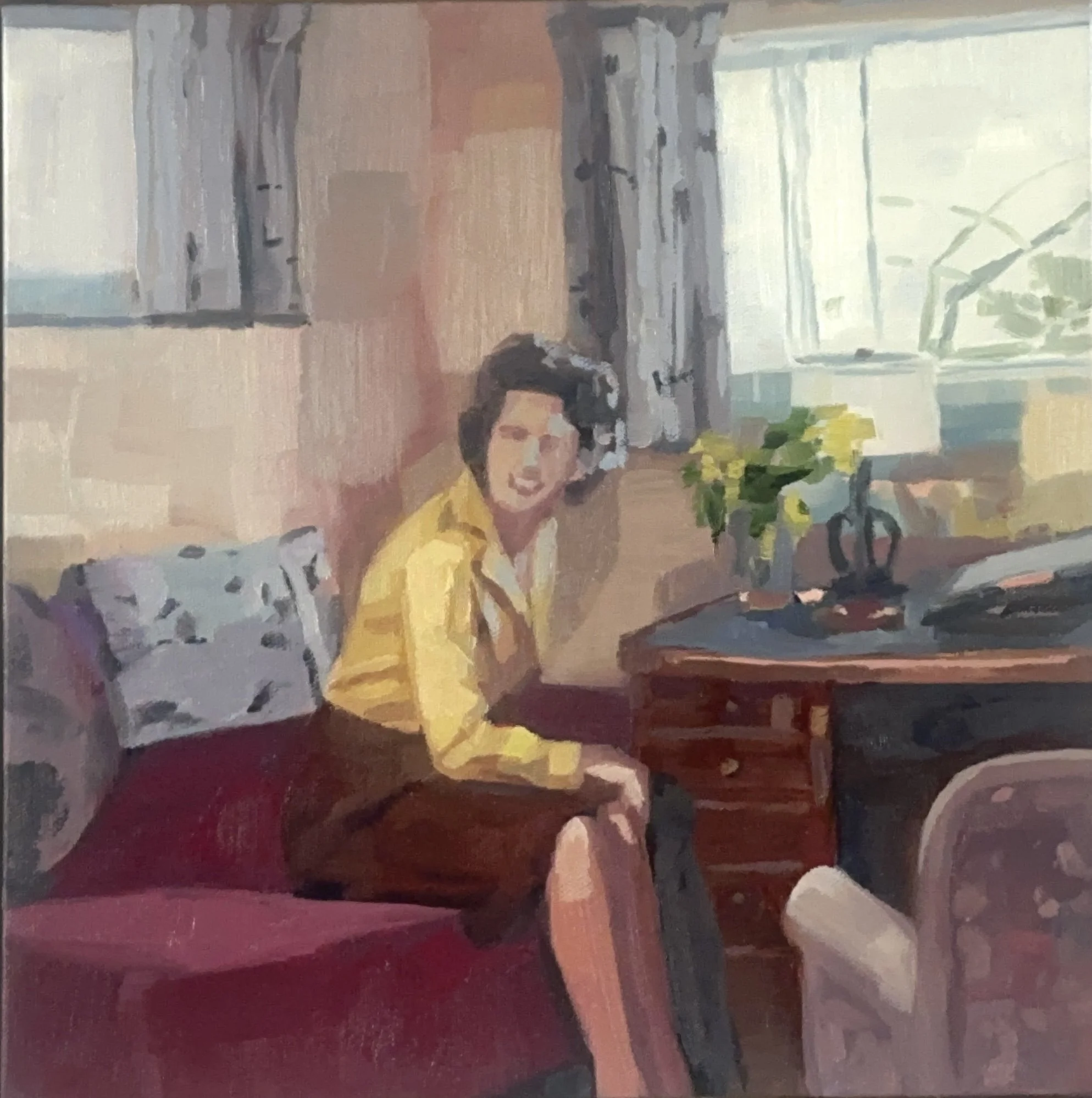   im Schlafzimmer , oil on canvas, 12”x12”(framed) 2026 