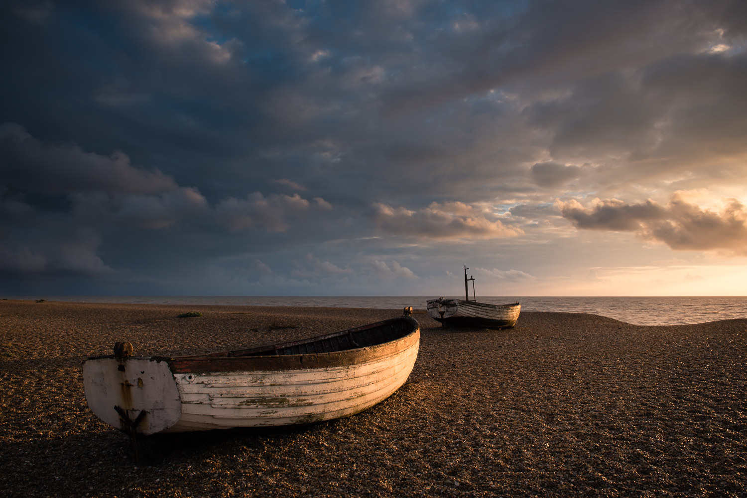 "Ready" Fishing boats on the shingle shore at Aldeburgh