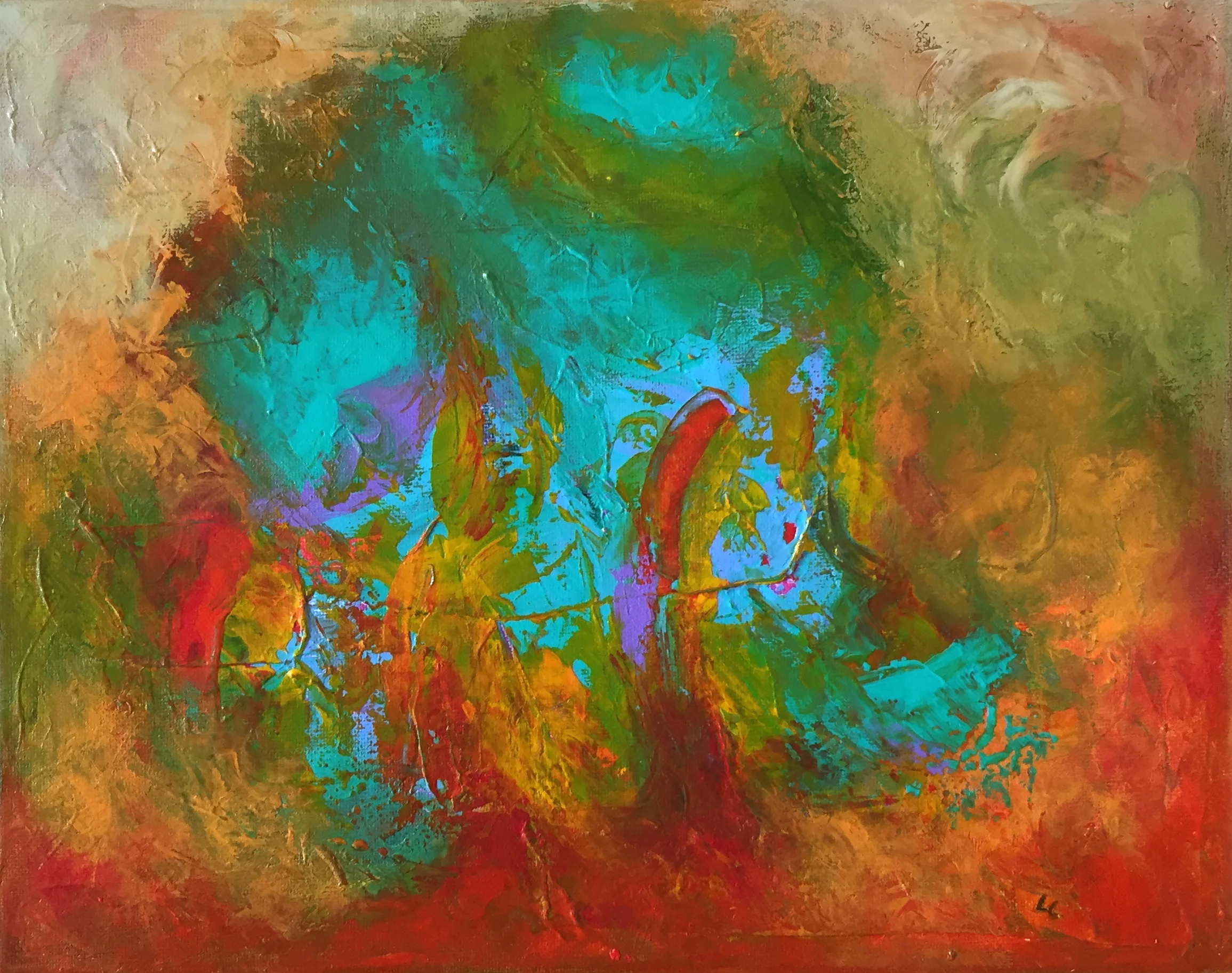 Turquoise Wellspring 11" x 14" acrylic on canvas